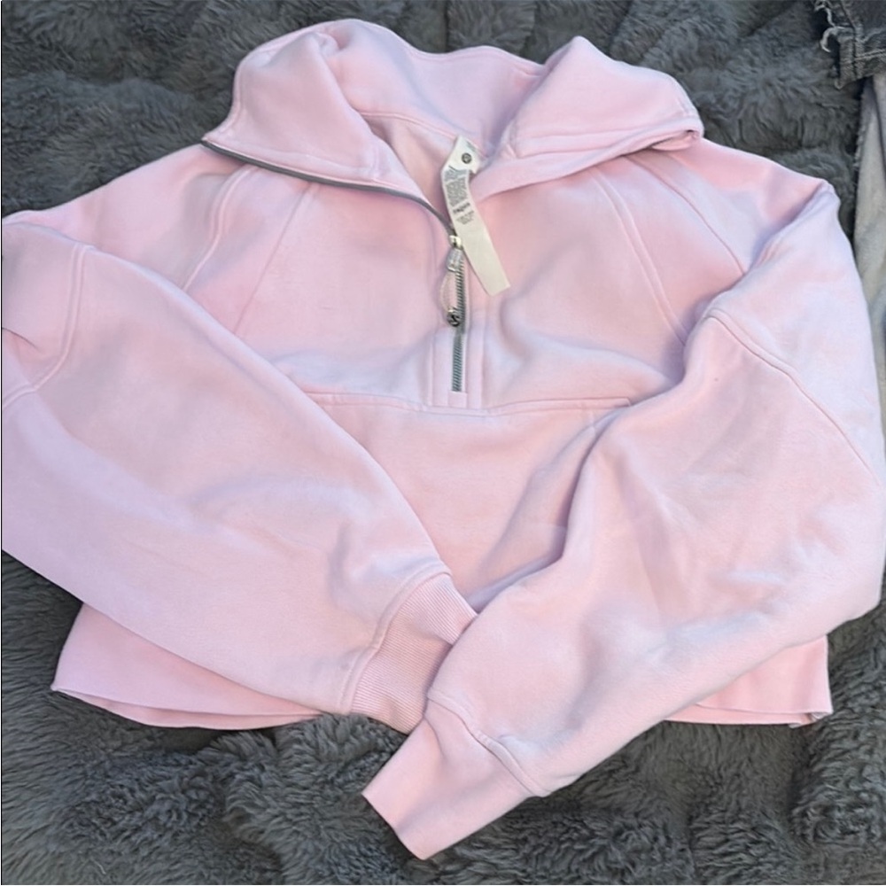 Lululemon Pink Scuba crop half zip Sweater Hoodie